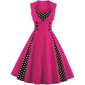 Killreal Hot Pink Rockabilly Swing Dress Polka Dots Sweetheart Size Medium